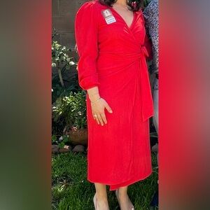 Mango red wrap dress